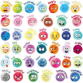 Eersida 800 Pieces Face Emotional Feelings Stickers Funny Mood Stickers for Kids Emotional Support Decal Mental Health Cute Teachers Reward Decor for Classroom Home School Supplies