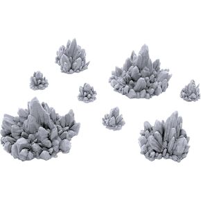 Rocks with Crystal Clusters - DND Terrain Compatible with Dungeons and Dragons, 28mm Miniature Wargaming, Tabletop RPGs, Wargame Scenery