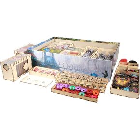 The Broken Token Game Organizer Compatible with Middara: Unintentional Malum - Act 1 - Wooden Game Organizing Box with Multiple Trays