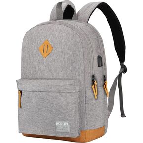 SUPACOOL Lightweight Laptop Backpack with USB Charging Port for Men and Women, Double Layers Backpack for College, Work, Travel, Casual(Black and brown)