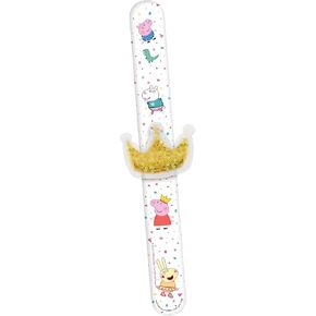 Amscan Peppa Pig Confetti Party Slap Bracelets - 9.25" x 2" | White | Pack of 4