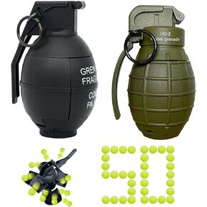 Toy-Hand Plastic Grenade for CS Battle Game, Fake Grenade Toys with 50 Foam Ammo Outdoor Game for Age 14 Years Old and up for Army Role Play