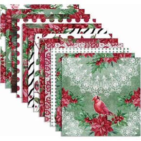 Christmas Red Bird Scrapbook Paper Pad,24 Pcs Red Bird Pattern Double-Sided Decopodge Paper,Cardstock Paper for Scrapbooking DIY Decorative Background Cardmaking Supplies Craft Paper in Kuwait
