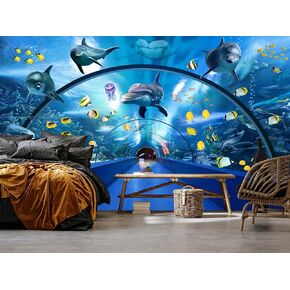 Aquarium Underwater World Wall Mural Wallpaper for Bedroom 98" x 71"(W x H)