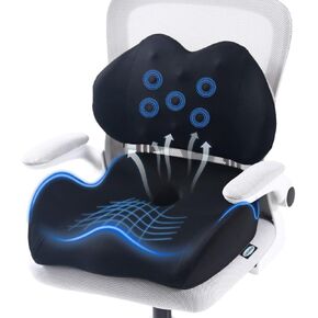 Lexeme X Large Memory Foam Seat Cushion Lumbar Support Pillow for Sciatica & Tailbone Pressure Relief Coccyx Pad for Office Chair, Car,Wheelchair,Home,Office