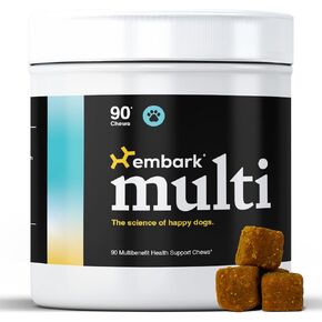 Embark Dog Multibenefit – All-in-1, Supplements for Dogs – Glucosamine, Chondroitin, Joint Support – Skin, Coat, Brain, and Immune Health – Vet-Formulated and All-Natural – 90 Soft Chews
