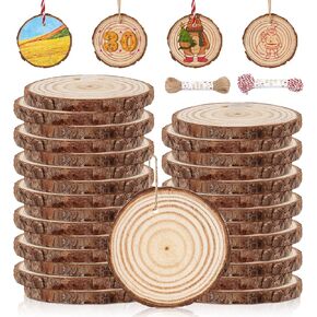 30 Pcs Wood Slices with Hole, 2.3-2.8 Inch Unfinished Wood, Wood Rounds for Crafts, Wood Crafts, Round Wood for Doodle, Splice, Paint, Art, Decorate, Ornament