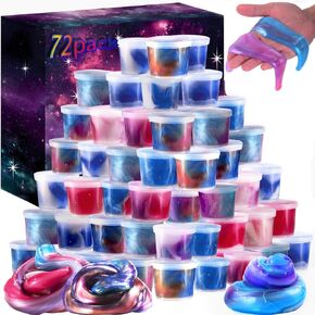 Galaxy Slime Kit with 72 Pack,Slime Party Favors for Kids, Non Sticky,Wet,Soft Sludge Toy Mini Slime Bulk for Boys Girl,