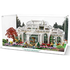 Acrylic Display Case for Lego Botanical Garden - Display Box Compatible with Lego 21353 (Box Only, No Model), Clear Acrylic Plate with Base & HD Painted Background