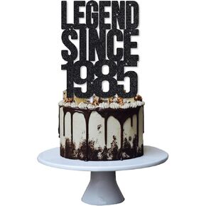 Legend Since 1985 Cake Topper for 40th Men and Women Birthday Party ，Funny 40 and Fabulous Decoration，Handmade - Black