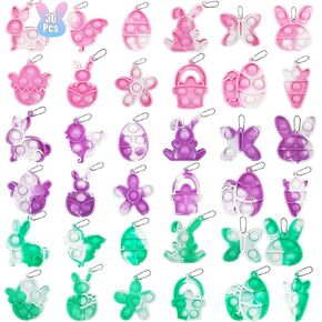 36 Pack Easter Mini Pop Fidget it Toys,Easter Basket Stuffers Eggs Bunny Mini Pop Keychain Packs,Easter Baskets for Kids Toddler Adults,Easter Decorations.