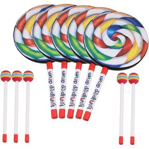 lovermusic Lovermusic 5PCS Lollipop Shape Drum Hand Drum Musical Sound Musical Instruments Colorful