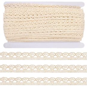30 Yards White Lace Ribbon 1/2'' Crochet Lace Trim Craft Lace Sewing Lace for Gift Package Wrapping Elastic Floral Lace Trim for Bridal Wedding Decoration Scrapbooking Supplies Bouquet Decorations