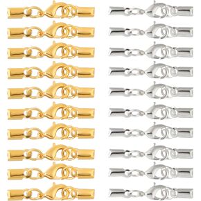 40pcs clowster claw clasps مع الأطراف الحبل الأطراف الفولاذ المقاوم للصدأ من أجل المجوهرات صنع مشابك مخلب جراد البحر على قبعات نهاية الحبل قلادة قلادة قلادة مقطع لأساور DIY