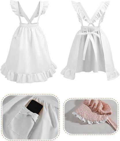 NSPSTT Colonial Costume Girls Pioneer Costume Prairie Dress Short Sleeve 3pcs Set in Kuwait