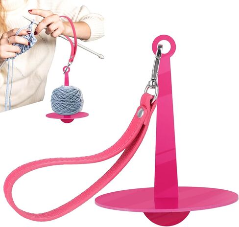 حامل خيوط المعصم Molain ، acrylic quarn ball minder Stand with Wrist Strap Portable Yarn Minder منع تخزين خيوط التشابك للحياكة المحفوفة بالحياكة (Rose Red) in Kuwait