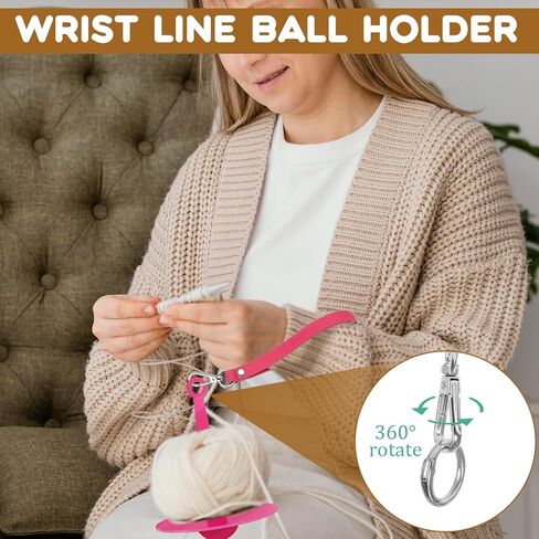 حامل خيوط المعصم Molain ، acrylic quarn ball minder Stand with Wrist Strap Portable Yarn Minder منع تخزين خيوط التشابك للحياكة المحفوفة بالحياكة (Rose Red) in Kuwait
