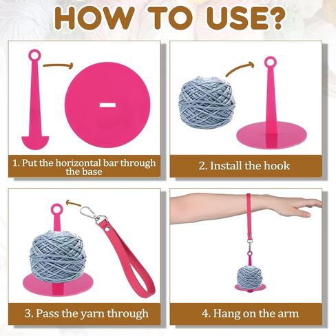 حامل خيوط المعصم Molain ، acrylic quarn ball minder Stand with Wrist Strap Portable Yarn Minder منع تخزين خيوط التشابك للحياكة المحفوفة بالحياكة (Rose Red) in Kuwait