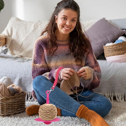 حامل خيوط المعصم Molain ، acrylic quarn ball minder Stand with Wrist Strap Portable Yarn Minder منع تخزين خيوط التشابك للحياكة المحفوفة بالحياكة (Rose Red) in Kuwait