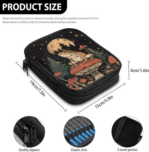 COCHET HOOK CASE MUSHROM FROG CORCHET HOOK حامل كيس تخزين خطاف الكروشيه المحمولة مع جيوب ويب مناسبة لإبر الكروشيه/إكسسوارات الحياكة in Kuwait