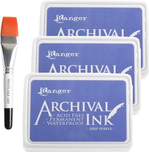 وسادات الحبر الأرشيفية ، الأرجواني العميق-الطويل الأمد ، سريع الجفاف للختم ، خالية من الأحماض-مع فرشاة الطلاء بالألوان المائية ، اللون النابض بالحياة ، مقاومة للماء وضغط تلطيخ [حزمة من 3] in Kuwait