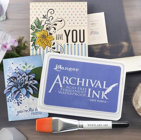 وسادات الحبر الأرشيفية ، الأرجواني العميق-الطويل الأمد ، سريع الجفاف للختم ، خالية من الأحماض-مع فرشاة الطلاء بالألوان المائية ، اللون النابض بالحياة ، مقاومة للماء وضغط تلطيخ [حزمة من 3] in Kuwait