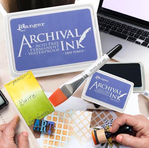 وسادات الحبر الأرشيفية ، الأرجواني العميق-الطويل الأمد ، سريع الجفاف للختم ، خالية من الأحماض-مع فرشاة الطلاء بالألوان المائية ، اللون النابض بالحياة ، مقاومة للماء وضغط تلطيخ [حزمة من 3] in Kuwait