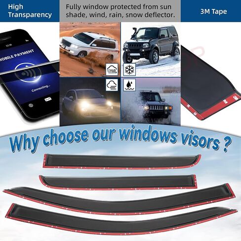 Set of 2 in-Channel Front Doors Smoke Sun/Rain Guard Wind Deflector Tape-On Acrylic Window Visors Compatible with 93-11 Ranger 94-10 B2300/B2500/B3000/B4000 Regular & Extended Cab in Saudi Arabia