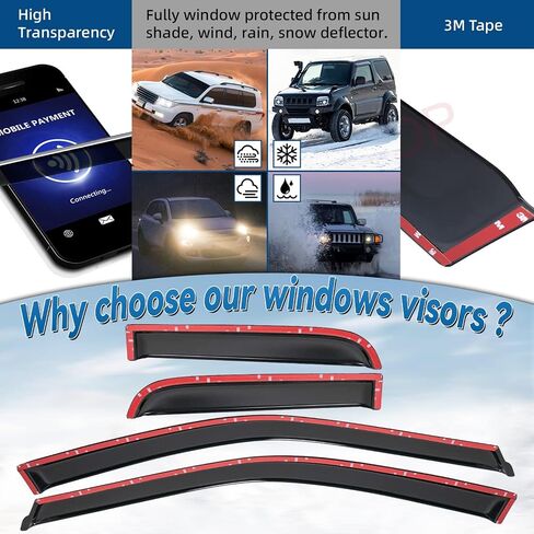 Set of 2 in-Channel Front Doors Smoke Sun/Rain Guard Wind Deflector Tape-On Acrylic Window Visors Compatible with 93-11 Ranger 94-10 B2300/B2500/B3000/B4000 Regular & Extended Cab in Saudi Arabia