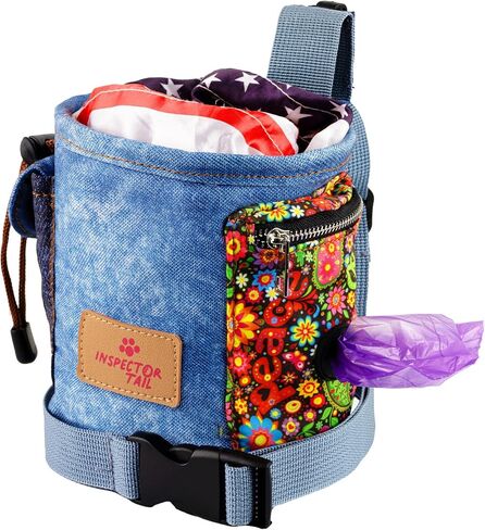 INSPECTOR TAIL Dog Treat Pouch Hands Free w 4 Ways to Wear | Lightweight Dog Training Bag w Adjustable Belt & Waist Clip | No Spill & Easy Access w Airtight Drawstring | Pet Tote w Poop Bag Dispenser in Kuwait