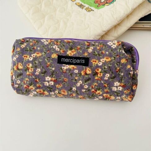 Flower Prints Pencil Pen Pouch Purse Bag Cosmetic Case Organizer Soft Cotton Canvas (D) in Saudi Arabia