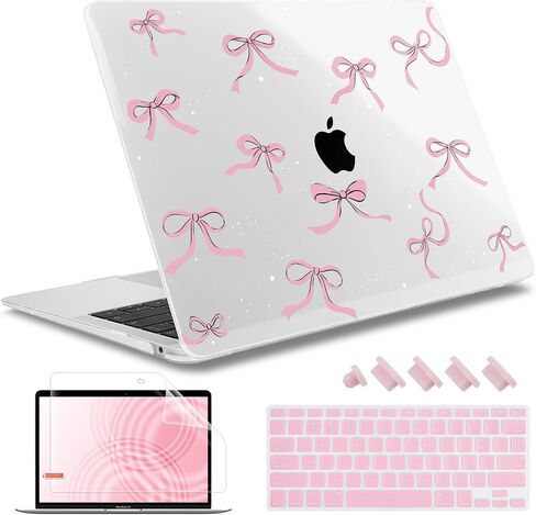May Chen Compatible with MacBook Air 13 inch Case (Models A1369 & A1466, Older Version 2010-2017 Release), Plastic Hard Shell Case with Keyboard Cover & Screen Protector, Clear Star Bows in Kuwait