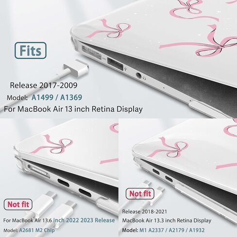 May Chen Compatible with MacBook Air 13 inch Case (Models A1369 & A1466, Older Version 2010-2017 Release), Plastic Hard Shell Case with Keyboard Cover & Screen Protector, Clear Star Bows in Kuwait