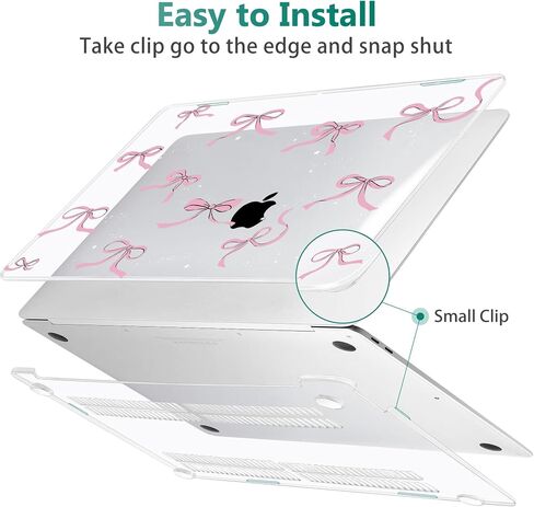 May Chen Compatible with MacBook Air 13 inch Case (Models A1369 & A1466, Older Version 2010-2017 Release), Plastic Hard Shell Case with Keyboard Cover & Screen Protector, Clear Star Bows in Kuwait