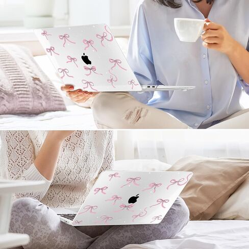 May Chen Compatible with MacBook Air 13 inch Case (Models A1369 & A1466, Older Version 2010-2017 Release), Plastic Hard Shell Case with Keyboard Cover & Screen Protector, Clear Star Bows in Kuwait