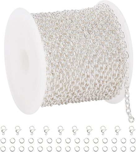UMAOKANG 16.4 Feet 18K Gold Plated Chains Bulk Stainless Steel Oval Chain for Jewelry Making with Lobster Clasps Jump Rings in Kuwait