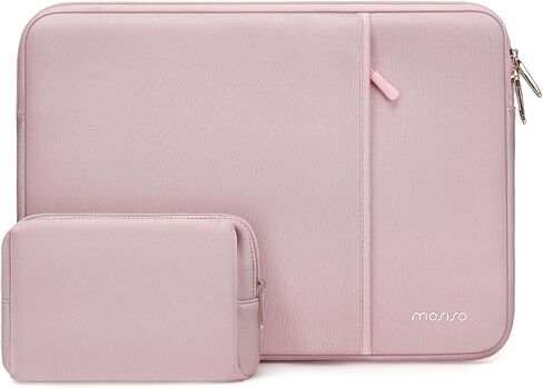 MOSISO 13-14 inch 360 Protective Laptop Sleeve Compatible with MacBook Air/Pro, HP, Dell, Lenovo, Acer, Asus, 13.3 inch Anti-Theft Shockproof Carrying Case Neoprene Vertical Bag with Small Case, Pink in Saudi Arabia