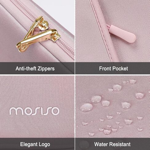 MOSISO 13-14 inch 360 Protective Laptop Sleeve Compatible with MacBook Air/Pro, HP, Dell, Lenovo, Acer, Asus, 13.3 inch Anti-Theft Shockproof Carrying Case Neoprene Vertical Bag with Small Case, Pink in Saudi Arabia