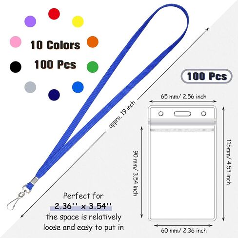 MARSPARK 100 SET NAME TAG Lanyards with ID ID ID ID NAME NAME BADGES LANYARDS CLIP CLIP CLABLAY ANDROALS CORMALTORS FOR BONDS KIDS Business School Supplies (Multicolor) in Kuwait