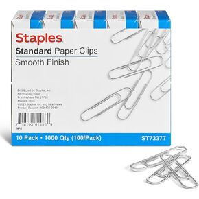 Staples 472480 #1 مقاطع ورق الحجم على نحو سلس 1 000/حزمة