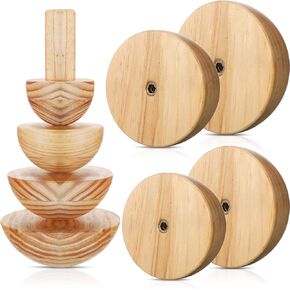 Doublefill 4 Pack Pottery Moulds 3.5 '' 4.5 '' 5.5 '' 6.5 '' سماكة 2.5 '' قوالب الجص أدوات الفخار الخشبية مع مقبض لأشكال السيراميك العلوي الأوعية DIY صفيحة صفيحة الضغط على صنع الفن صنع الفن