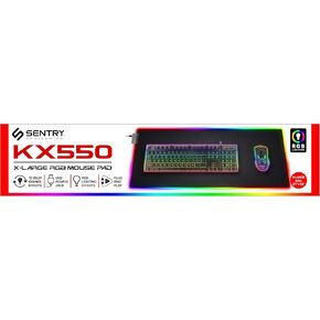 SENTRY LED Gaming XXL Mouse Pad Deskmat, 12 RGB Colors Variations, Extra Large with Non-Slip Rubberized Bottom, USB Wire Included, 31x12 Inches