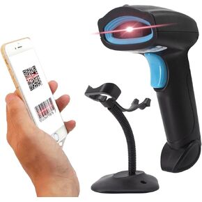 KILOGOGRAPGH Bluetooth QR Code Scanner U2B - Book Scanner for Personal Library Libib, QR Code Scanner for Laptop Computer Mac iPhone Android, 2D Wireless Bluetooth Bar Code Scanner (with Stand)
