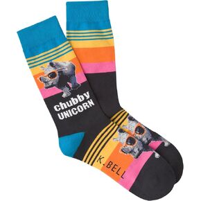 K. Bell Socks Men's Funny Animal Novelty Crew Socks, Gray (Hang with Dog), Shoe Size: 6-12