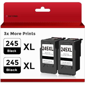 Compatible 245XL Ink Cartridge Replacement for Canon 245 XL PG-245 PG245 (Black 2-Pack) to use with MX490 TR4520 TS3322 TR4522 TR4500 TS3122 TS3300 MX492 MG2522 TS3320 TS3100 Printer 243XL