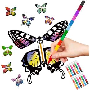 SANYIYIBA 36 Pcs Flying Butterfly Craft Kit with Painting Brushes, Greeting Cards, and Wind-Up Butterflies - Party Gifts for Kids, Weddings, Birthdays, and Outdoor Events