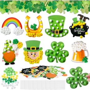 36 Set St. Patrick's Day Crafts for Kids DIY Pom Poms Irish Shamrock Gold Pot Coin Crafts Kits St Patricks Day Toddler Supplies for Boy Girl Classroom Home Activity Party Decor