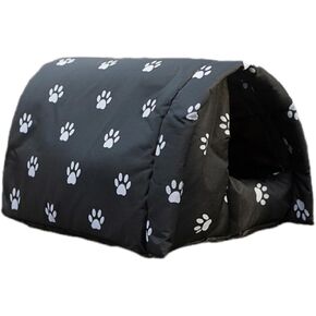 Outdoor Cat House for Outside Homeless Cats, Strays and Ferals, Winter Shelter with Windproof and Waterproof Features and Warm Oxford Fabric Padded Mattress (Black,L)
