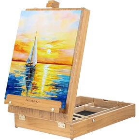 Falling in Art Tabletop Easel Storage Box, Sketchbox Desktop Easel for Painting, Adjustable Artist Drawing Easel for Beginners and Professionals