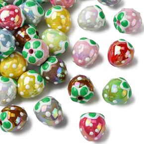 LiQunSweet 50 pcs 20MM Christmas Theme Bubblegum Beads Chunky Round Xmas Red Green Acrylic Spacer Beads Kit for Christmas Jewelry Necklace Bracelet DIY Craft Making